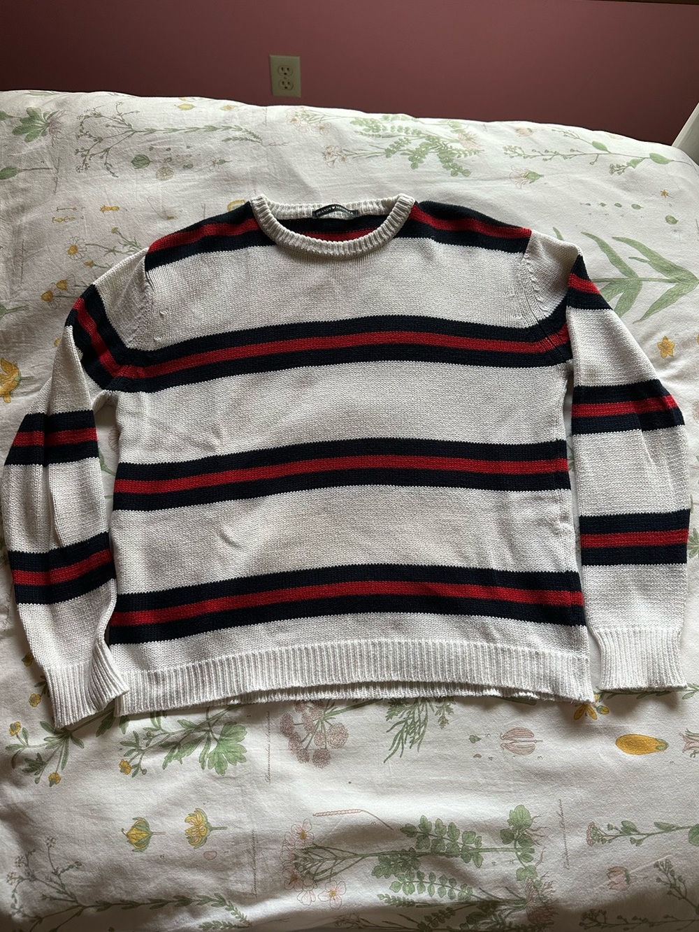 Brandy Melville Cotton Sweater in white/multi stripe